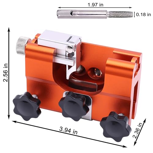 briegous Gabarito de afiar motosserra com 5 cabeças de afiar, apontador portátil de manivela, adequa
