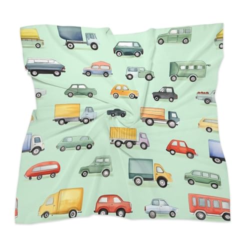 Colorful Trucks And Car Fashion Head Scarf for Women Silk Like Bandana Kerchief Satin Square Scarves Gifts3