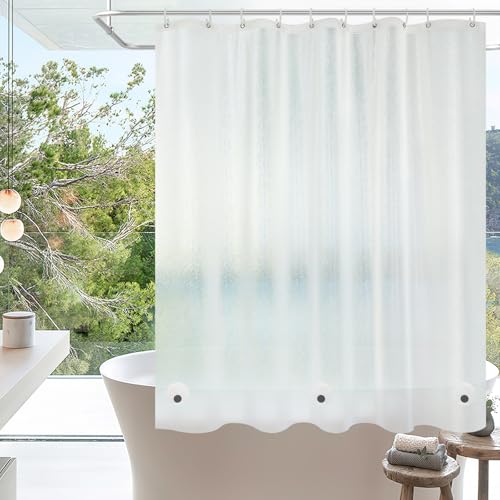 60 x 60 inch Small EVA Frosted Shower Curtain Liner, Bpa-Free Shower Curtain Short with 3 Extra-Large Magnets, Waterproof Vinyl Bathroom Window Curtain Translucent for Privacy Frosted 60"W x
