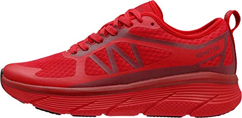 Whitin Men’s Cushioned Running Fitness Workout Shoes Sports Jogging For Male Athletic Gym Size 9.5 Breathable Lightweight Road Oversized Midsole Platform Sneakers Walking Exercise Court Mesh Red 43 #TOP1