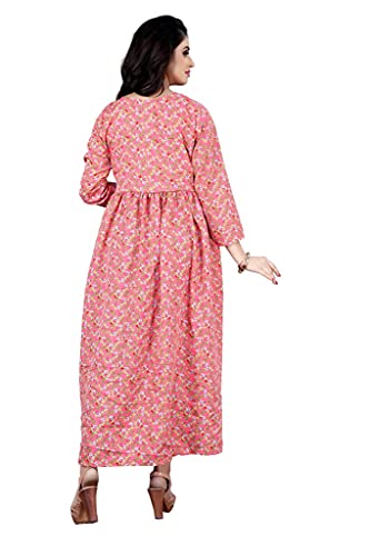 Image of H.E HAMZA ENTERPRISER Printed Crepe Material Brown Western Dress For Women