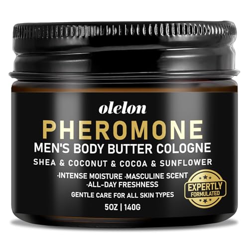 OLELON Pheromone Body Butter for Men Cologned Body Skin Cream with Shea & Cocoa & Coconut & Sunflower Long-Lasting Refresh Deep Hydration Non-Greasy Alcohol-Free All-Day Fragrance