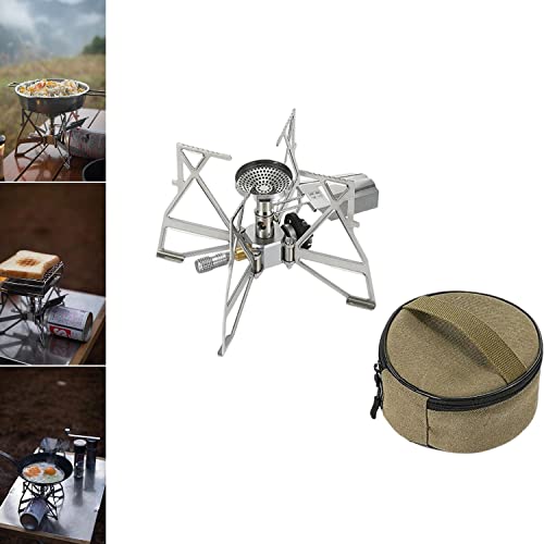 3300W Foldable Portable Burner Furnace with Fuel Canister Adapter with Carry Bag, Windproof Collapsible Adjustable Stove Burner for Outdoor Cooking, Camping Gas Stove