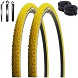 Colore: giallo Kenda K-935 - 2 pneumatici per bicicletta in giallo 40-622 (28 x 1,5) + 2 tubi SV, con leva per pneumatici maxxi4you
