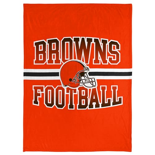 FOCO NFL Micro Raschel Plush Throw Blanket, Stripe Logo 45 x 60, Cleveland Browns