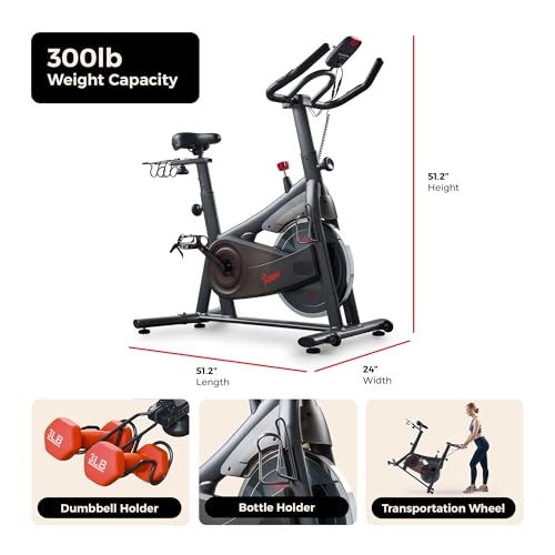 Image of Sunny Health & Fitness Smart Magnetic Indoor Cycling Bike, Stationary Exercise Cardio Equipment, Free SunnyFit Training App
