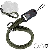 [ZXZone] カメラストラップ パラコード編みハンドストラップ、クイック着脱、付属のアダプタはほとんどの一眼レフカメラに使用でき、設置が便利。おしゃれ金属部品には高度な研磨処理が施されている (グリーン)