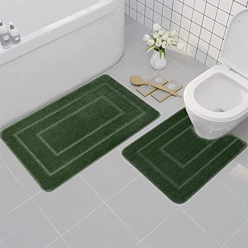 LSC Lot de 2 tapis de bain antidérapants comprenant 1 tapis de bain (50 x 80 cm) et 1 tapis de toilette (50 x 50 cm) (vert) Cover