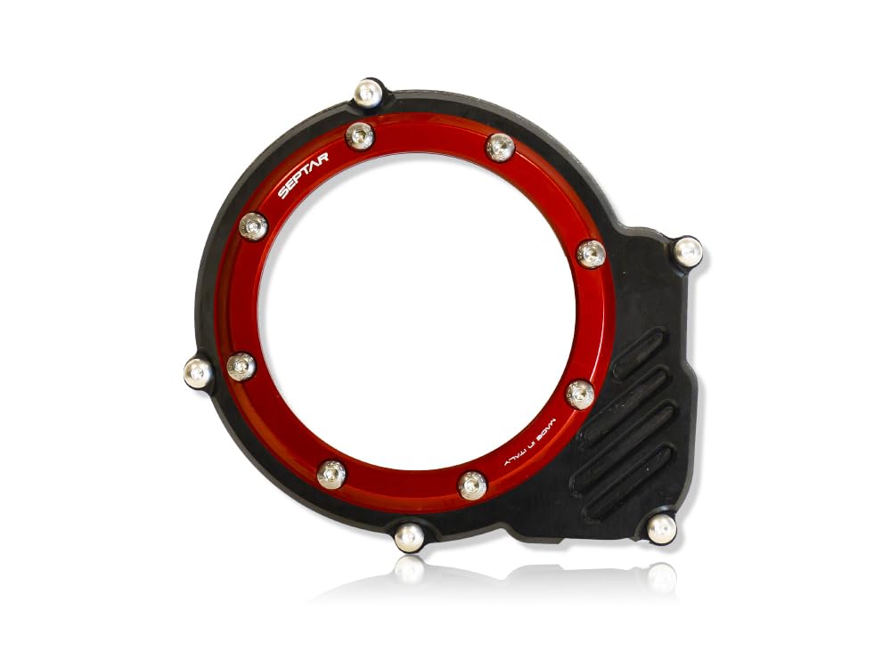CARTER ACCENSIONE TRASPARENTE CNC AM6 50cc. per BETA-FANTIC-VENT-HM-YAMAHA | SEPTAR (NERO-ROSSO)