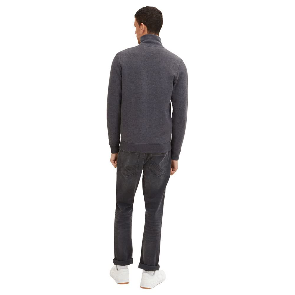 TOM TAILOR Męskie Bluza 1037049, 11086 - Dark Grey Melange, 3XL