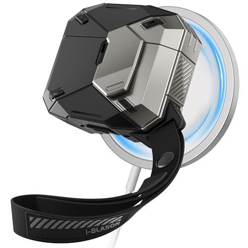 i-Blason for Apple AirPods 4 Case MagSafe [Magnetic Auto Lock] Full-Body Military Protective Hard Case with Lanyard for AirPods 4th Generation with Active Noise Cancellation Case, Matrix Series, Black