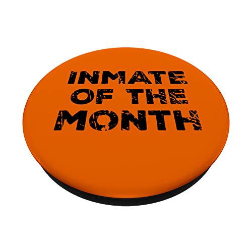 Inmate of the Month Funny Halloween Prison inmate costume PopSockets Swappable PopGrip, Black - Image 2