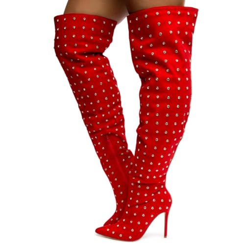 Liliana Women Rhinestone Stiletto Heel Over the Knee Thigh High Fashion Boots2