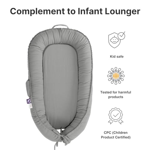 Image of Infant Lounger Cover, 100% Organic Cotton, Newborn Essentials, Baby Gifts | Cover Only (SlateGray )