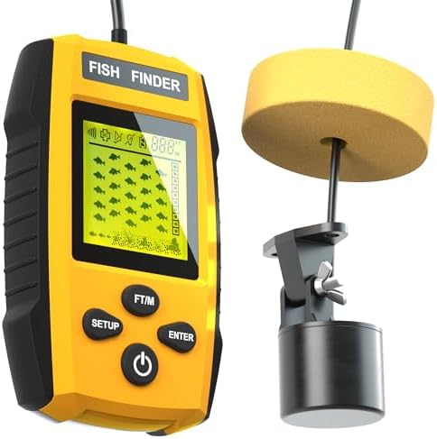 Portable Sonar Alarm Fish Finder with Sonar Transducer and LCD Di...