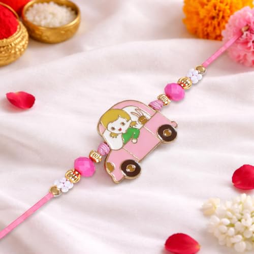 Image of Riddhika Ventures Premium Multicolour Meenakari Stylish Kids Rakhi Gifts for Brother, Sister with Roli Chawal and Greeting Card