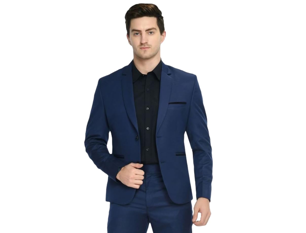 Men's Slim Fit Cotton Blend Party, Casual, Formal wear Single Breasted Blazer for Mens (44, Royal Blue)-image-23