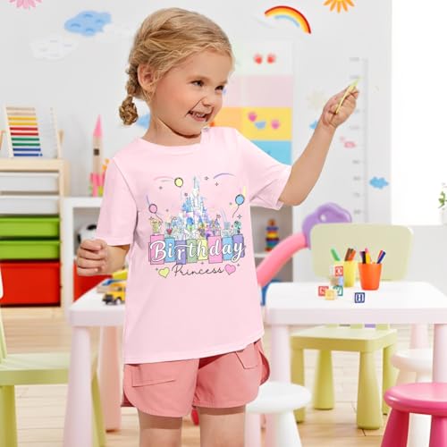 Image of Birthday Girl Shirt Kids Birthday Princess T-Shirt Toddler Girls Birthday Party Tee Cute Birthday Family Tee Tops