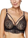 Gorteks Lingerie Celeste-B2 Weicher, bequemer Bügel-BH, Damenunterwäsche, Transparent ungepolsterter BH - 70C, Schwarz
