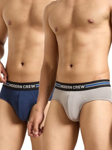 Image of Modern Crew CoolSense Cotton Briefs for Men| Super Combed Cotton with Stretch, Stay 3 Degrees Cool & Fresh, Anti-Bacterial| Microfiber Waistband