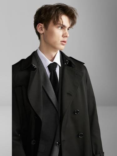 Gabardina extra larga hombre contra el viento con doble botonadura 3