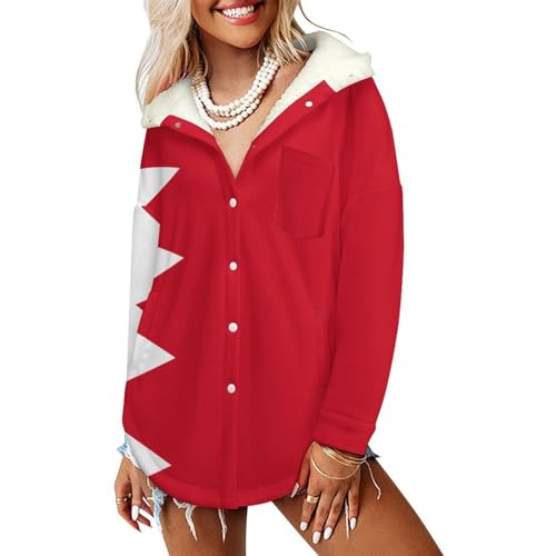 Sweat à capuche drapeau de Bahreïn pour femme, veste polaire rouge d'hiver