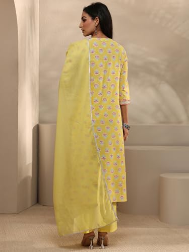 Image of Libas Printed Cotton Straight Kurta With Trouser and Dupatta