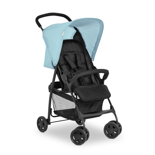 Image of Hauck Baby Stroller Lightweight One-Hand Fold Reclining Pushchair Blue | Swivel lockable front wheels, adjustable footrest, 5-point harness, XL basket, birth to 3 years up to 18 kg