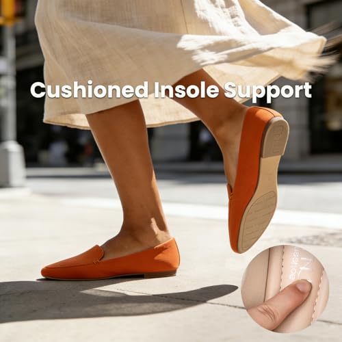 Image of MUSSHOE Pointed Toe Flats for Women, Comfortable Business Casual Work Shoes, Slip On Loafers with Arch Support, Office Walking Flats for All Day Standing