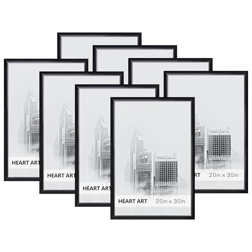 HEART ART 20x30 Poster Frames Without Mat Set of 8, Black
