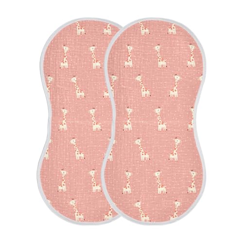 Baby Burp Cloths, Soft Absorbent Burping Cloths for Babies, Cotton Milk Spit Up Rags, Large Size for Newborns, Baby Boys and Girls (Cute Giraffe)2