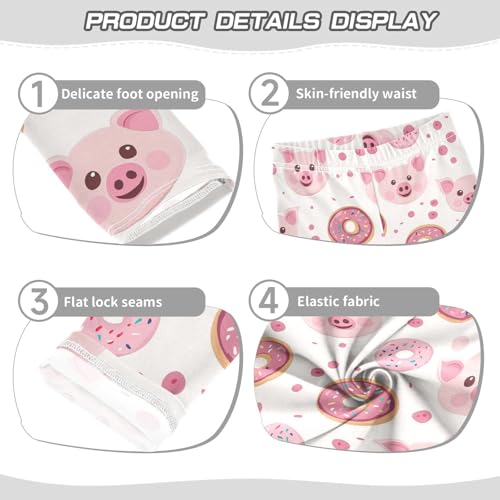 Cute Pink Pig Faces Girls' Leggings Toddler Doodles Donuts Kids Yoga Pants Dance Active Tights 4T3