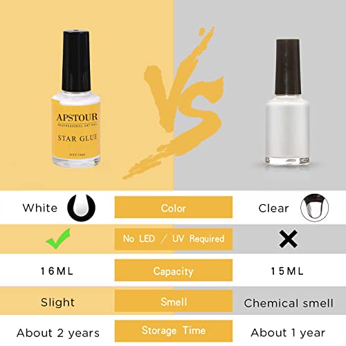 Nail Art Foil Glue Gel For Foil Stickers, Starry Sky Nail Art Glue For Foil Sticker, Nail Transfer Tips Decorations Adhesive White 16 Ml 2 Bottles #TOP3