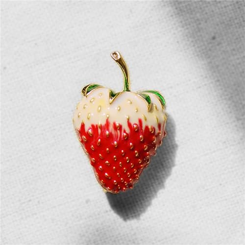 Image of coadipress Cute Strawberry Enamel Brooch Pins for Women Red Strawberry Dripping Oil Fruit Brooches Fashion Elegant Fruit Lapel Pin Badge Jewelry Gift