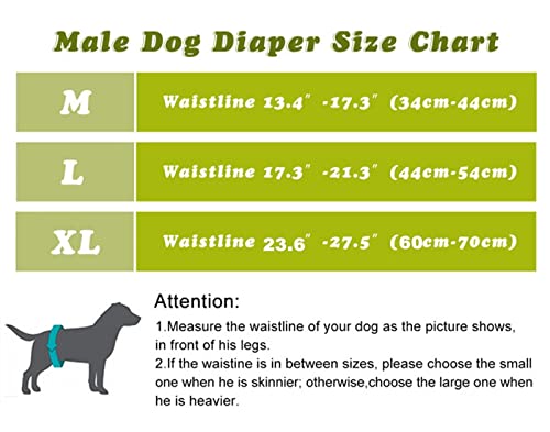 Washable Male Dog Diapers(6 Pack), Reusable Durable Male Dog Belly Bands (L-Waist 17.3~21.2Inch) #TOP5