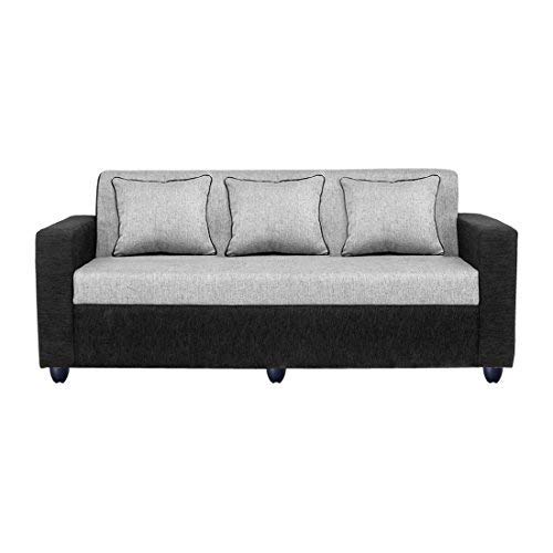 Image of Bharat Lifestyle Tulip Soft Touch Fabric 3 Seater Black & Grey Sofa, Luxurious Looks and Comfortable Sofa for Living Room, Bedroom, Home and Office, Assembly DIY(Do-It-Yourself)