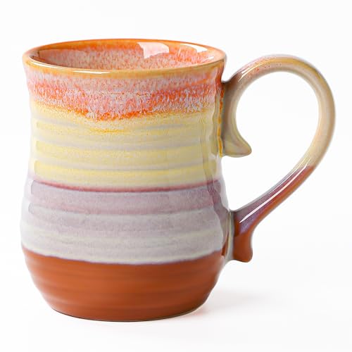 Taza grande de cerámica 21 oz color naranja miniatura 1