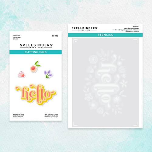 Spellbinders BD-0750 Floral Hello Stencil and Die Set from The Layered Stencils Collection