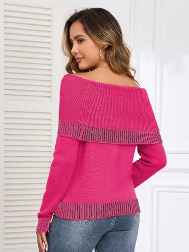 ZAFUL Women's Off The Shoulder Sweater Cute Cozy Pullover Knit Sweater Top Loose Party Going Out Clothes2