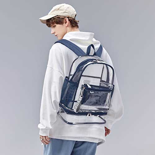 mygreen Clear Backpack with Bottom Compartment for Lunch Box or Shoes, 2-in-1 Design for School, Sports, Work, Stadium, Security, Travel, College Blue by mygreen - Used condition - Image 5