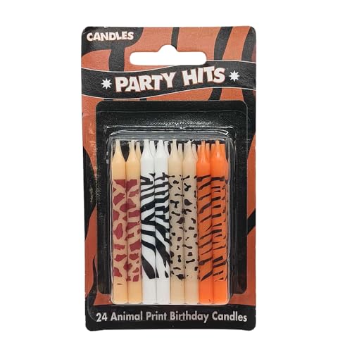 24-Pack Safari Wild Animal Print Birthday Cake Candles