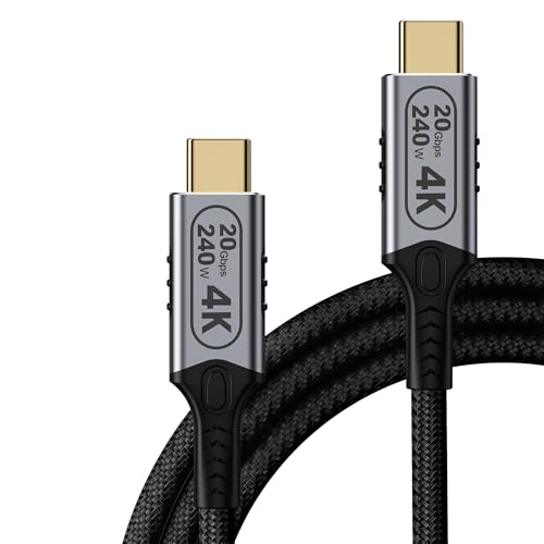 BAWIOFIAU Kabel USB C na USB C 1,8 m, kabel USB 3.2 Gen 2 typu C, 20 Gb/s, 240 W, 20 V/5 A, kabel do szybkiego ładowania, 4K @ 60 Hz, transmisja wideo do laptopa, telefonu komórkowego i urządzeń USB C