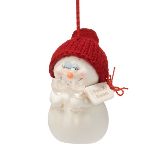 Department 56 Snowpinions I Need My Glasses Porcelain Snowman Hanging Ornament, 3.25 Inch, Snow White & Red #TOP7