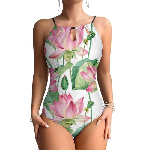 Maillots de bain une pièce femme contrôle ventre effet sculptant fleur rose