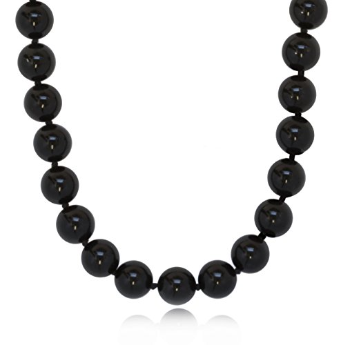 ISAAC WESTMAN 10mm Polished Black Onyx Beaded Necklace For Women | 925 Sterling Silver Clasp (16)