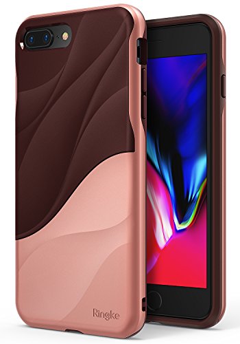 Ringke iPhone 8 Plus / 7 Plus �P�[�X �Ή� Ringke [WAVE] ��d�\�� �����h�~ �X�g���b�v�z�[�� �X�}�z�P�[�X [�ČRMIL�K�i�擾] �Ռ��z�� PC TPU [Qi �[�d �Ή�] (Rose Blush)