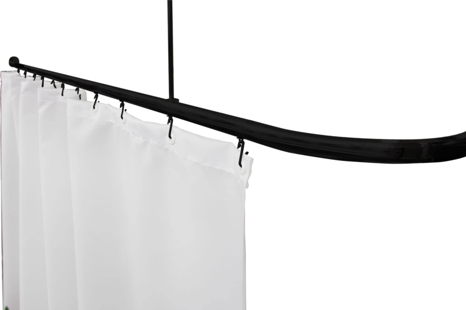 Rail de rideau de douche sans obstacle - Noir - Tringle de rideau de douche - Glissez facilement le rideau sans obstacle