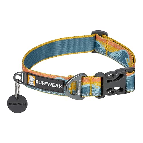 RUFFWEAR Crag Collar - Small, Adjustable, Comfortable Dog Collar with Aluminium V-Ring, 28-36cm, Rising Wave