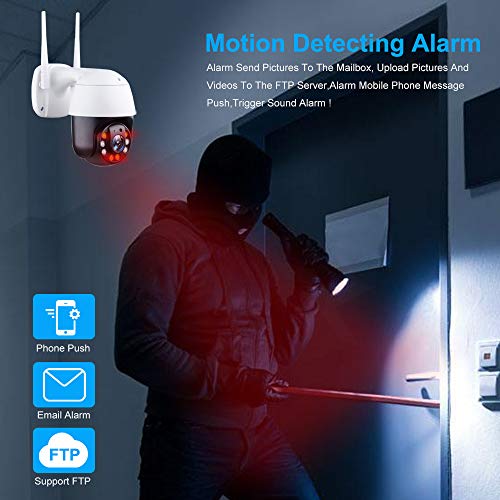 Outdoor Ptz 2.4G Wifi Security Camera Wireless Surveillance Hd 1080P Pan/Tilt Zoom 5X Optical 165Ft Night Vision Two-Way Audio Ip66 Weatherproof Motion Detection & E-Mail/Push Alerts #TOP2