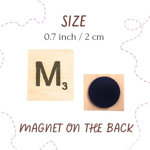 Yj Premiums WOODEN LETTER MAGNETS 52PC 100 Pc Wood Magnetic Letter Tiles Magnets Big Large Square Wooden Alphabet Letters Tile Magnet Pieces For Fridge Refrigerator Wall Fun Learning Decorative Game Board thumb #1